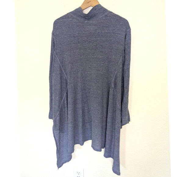 We The Free People Waffle Knit Blue Cowl Neck Asymmetrical Tunic Top Women S - Picture 2 of 10